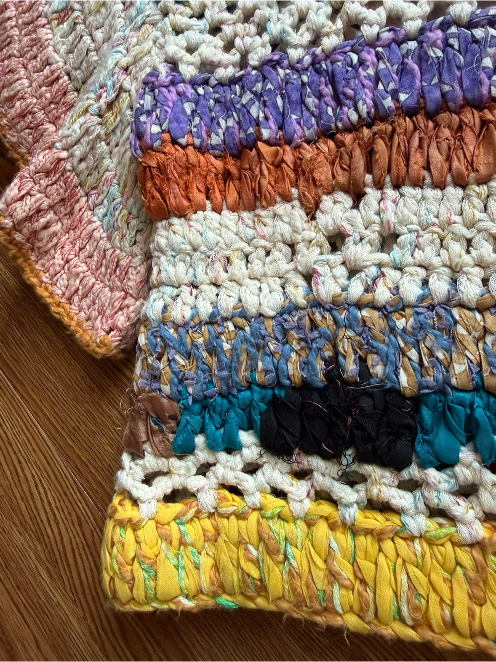 💕Anthropologie Cardigan Sweater Hand Knit Mia Crochet Multi Striped Crop XS/S💕 - Picture 4 of 6